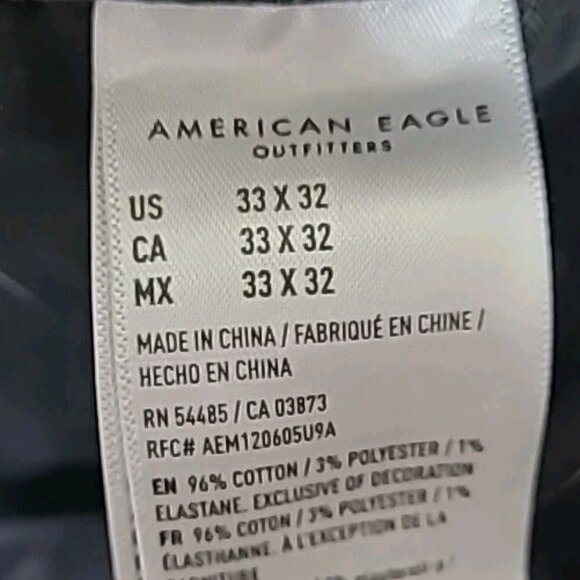 American Eagle Outfitters Jeans Mens 33x32 Black Distressed Skinny - Picture 3 of 6